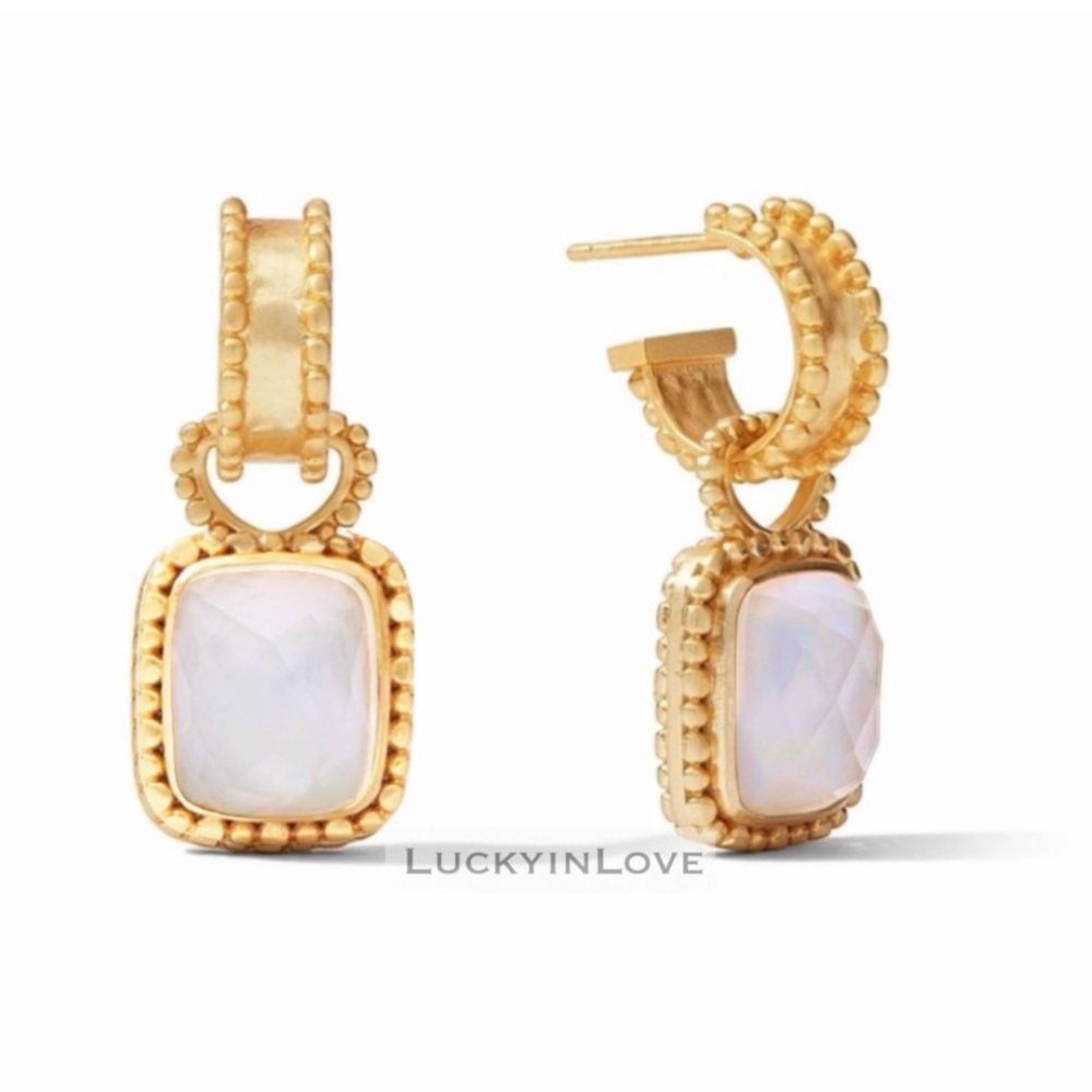 Julie Vos Marbella Hoop with Iridescent Clear Crystal Charm